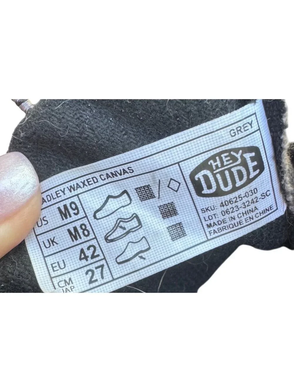 Hey Dudes Bradley Waxed Canvas Size 9 Men's EUC Gray
